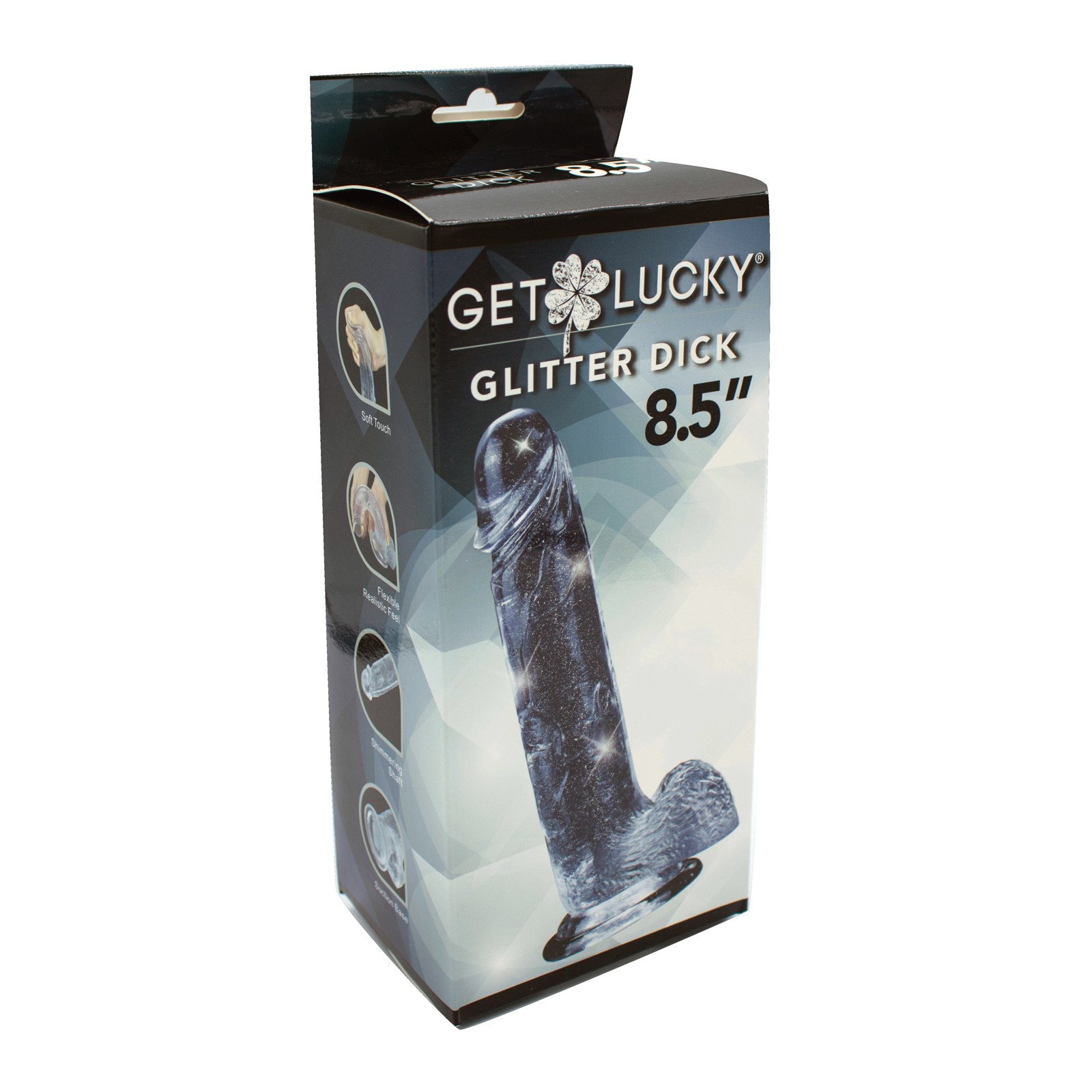 Get Lucky 8.5" Glittered Real Skin Dick - Clear