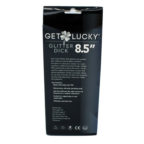 Get Lucky 8.5" Glittered Real Skin Dick - Clear