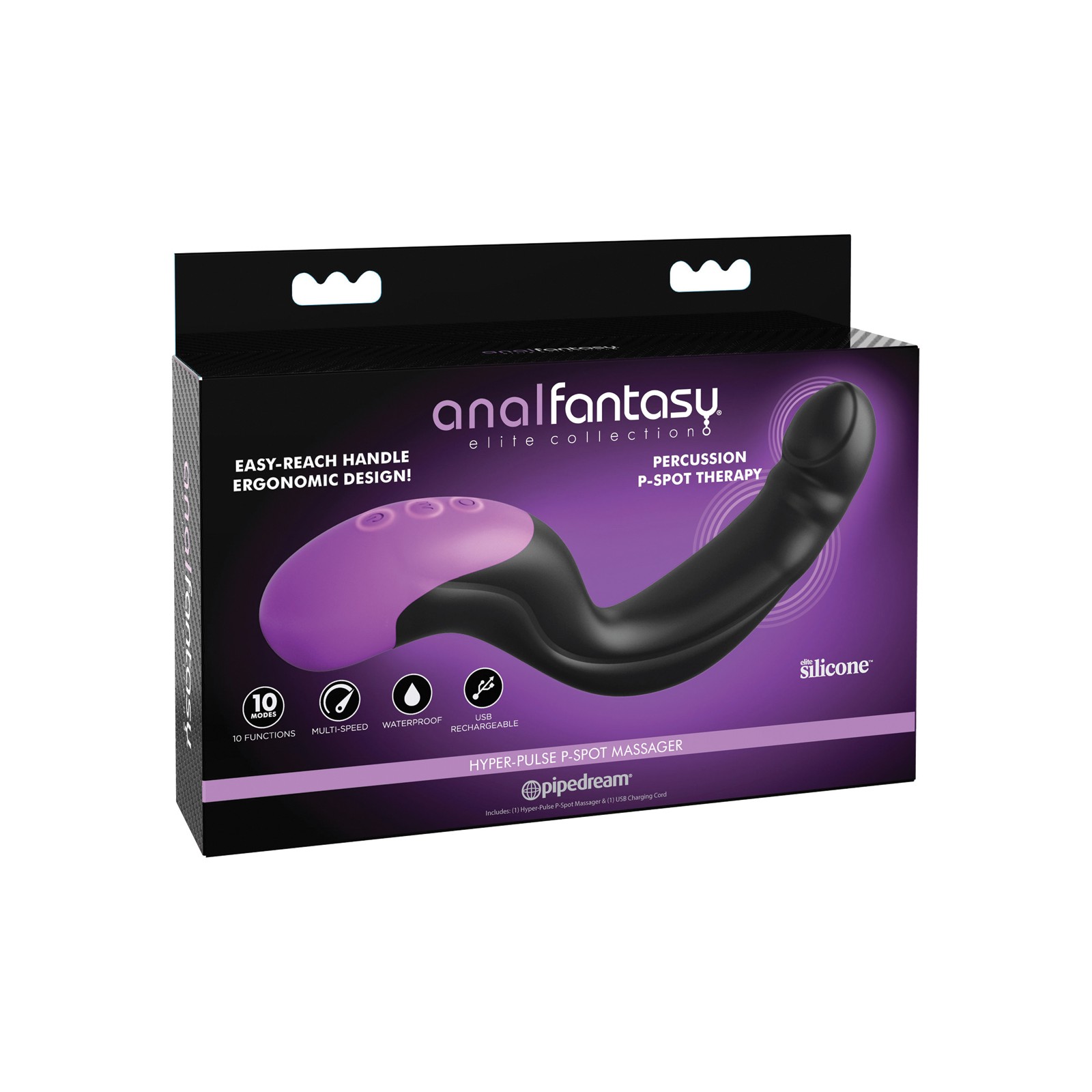 Anal Fantasy Elite Hyper Pulse P Spot Massager - Black - Intense Stimulation