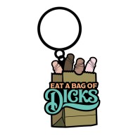 Wood Rocket Eat A Bag of Dicks Keychain in Tan