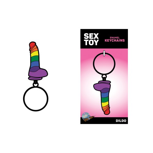 Rainbow Dildo Keychain Wood Rocket