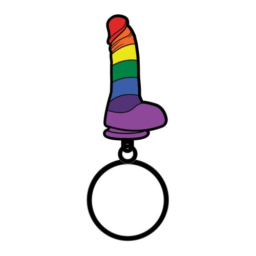 Rainbow Dildo Keychain Wood Rocket