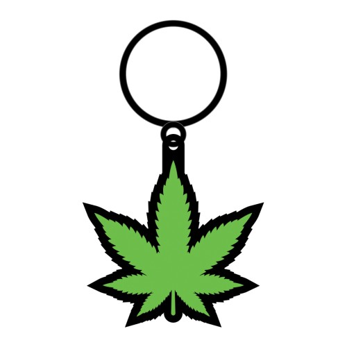 Wood Rocket Weed Pot Leaf Keychain