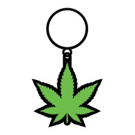 Wood Rocket Weed Pot Leaf Keychain