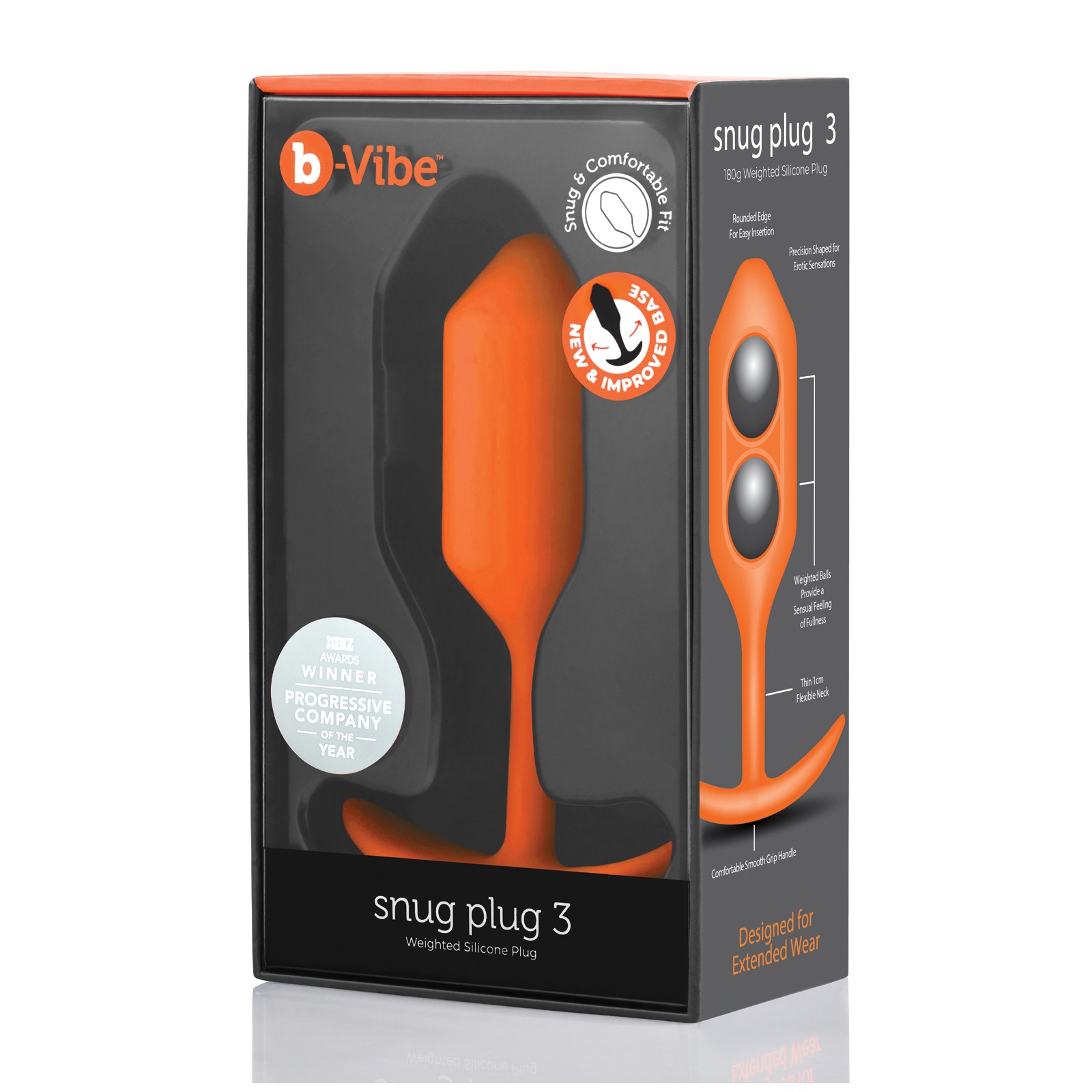 b-Vibe Snug Plug 3 - 180 g Naranja