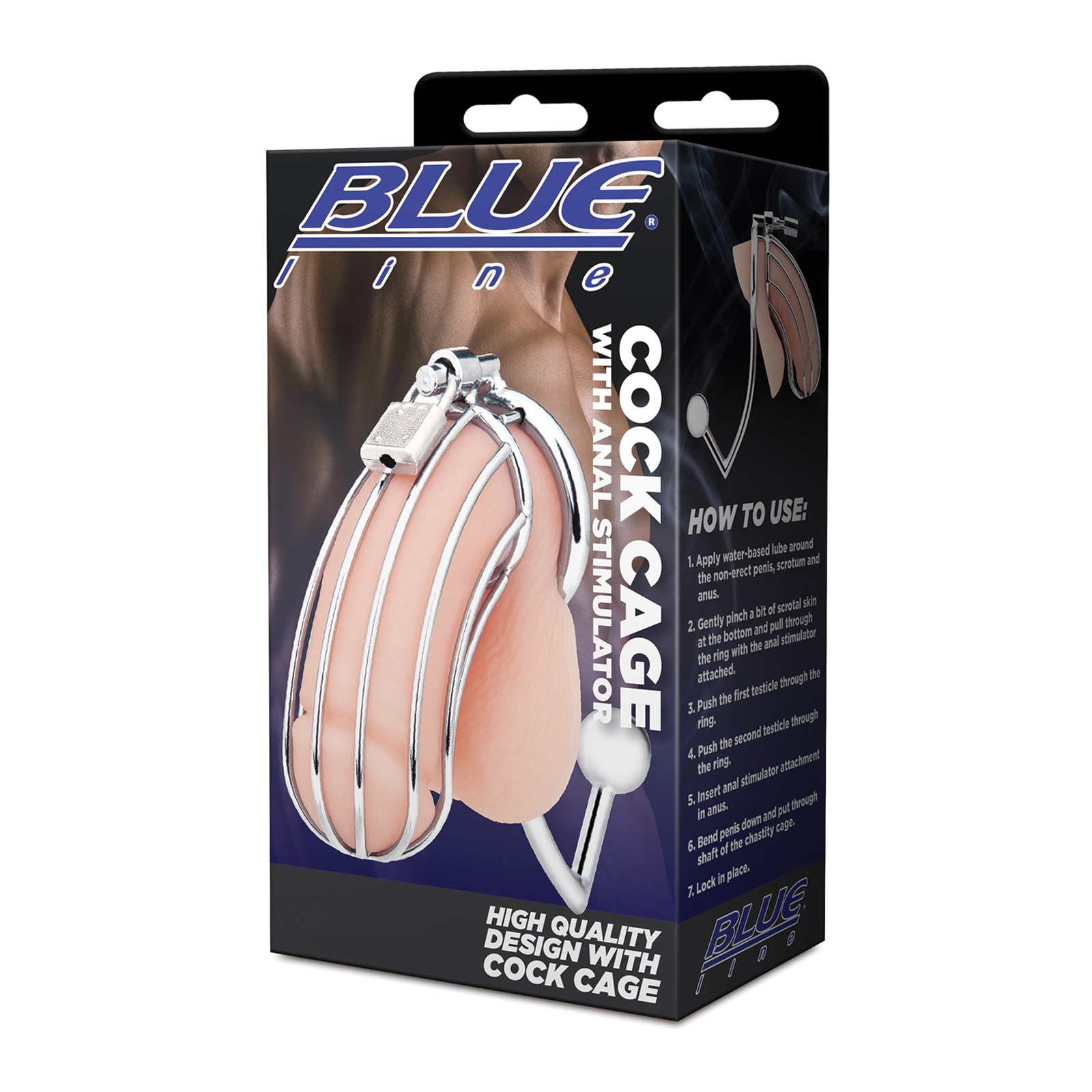 Blue Line Cock Cage with Anal Stimulator