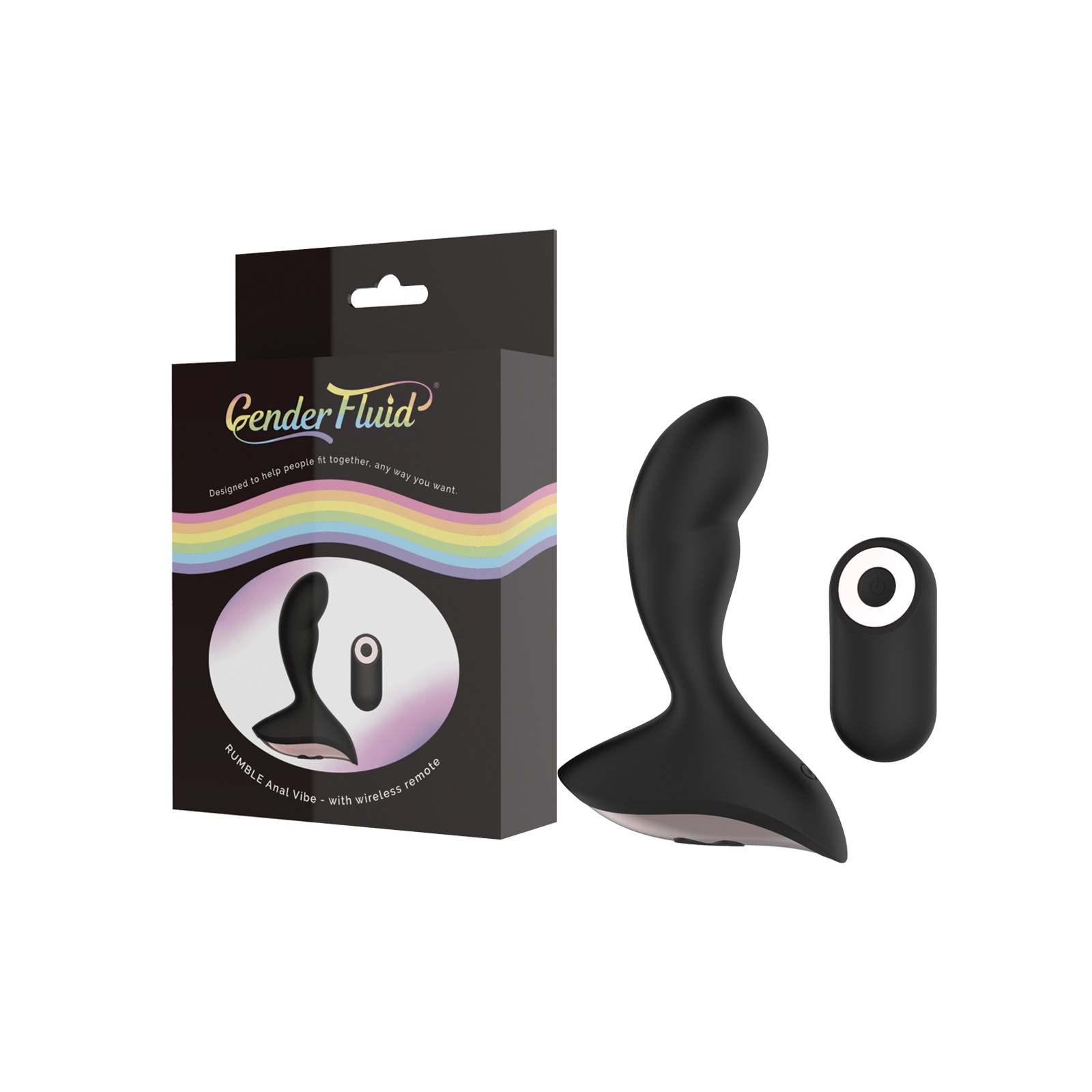 Gender Fluid Rumble Anal Vibe with Remote Black