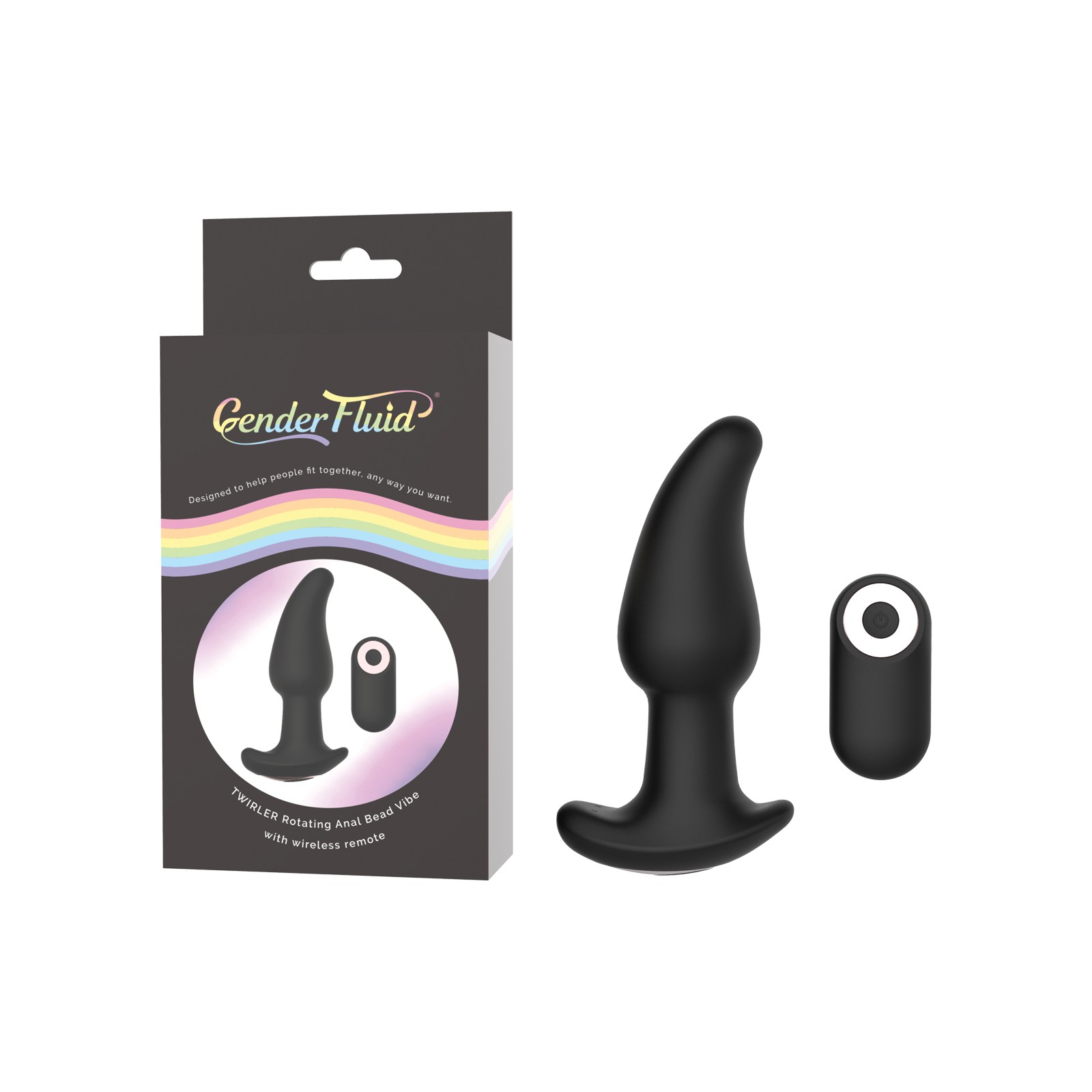 Gender Fluid Twirler Anal Vibe with Remote Black