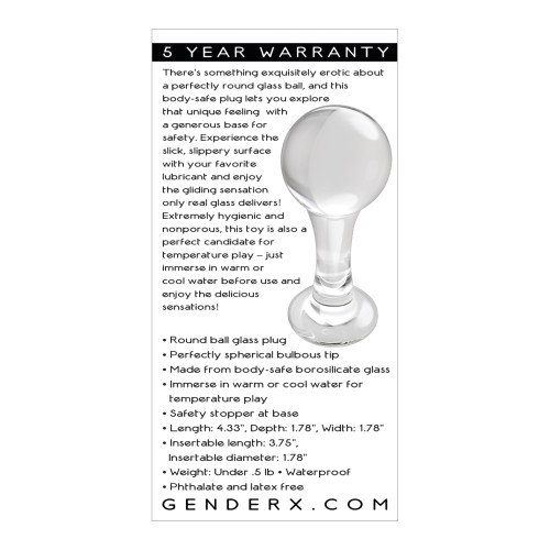 Gender X The Baller Clear Glass Plug for Unique Sensation