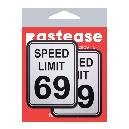 Pastease Premium Speed Limit 69 Nipple Pasties Blanco/Negro