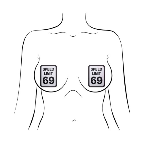 Pastease Premium Speed Limit 69 Nipple Pasties White/Black