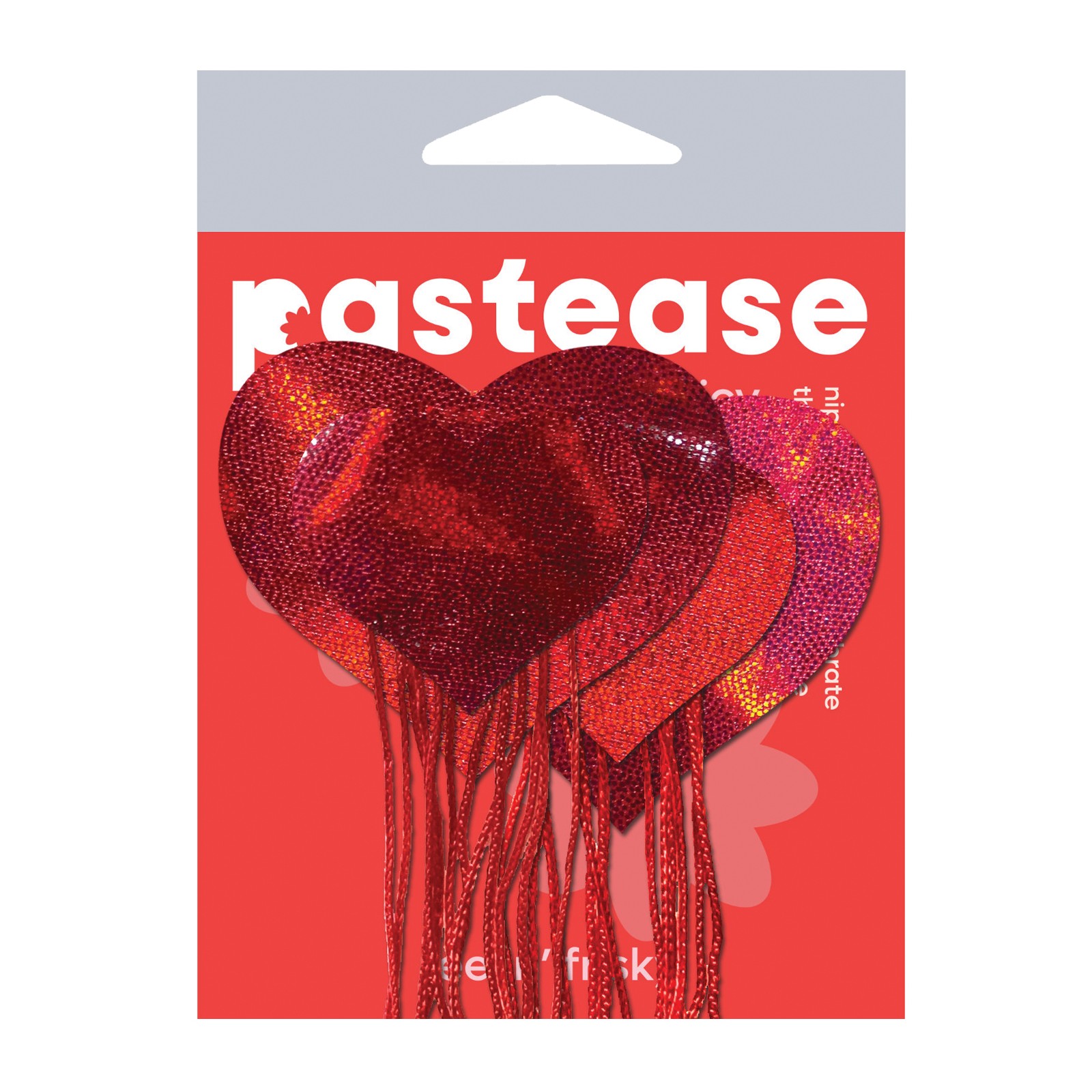 Pastease Holographic Heart Tassel Pasties Red