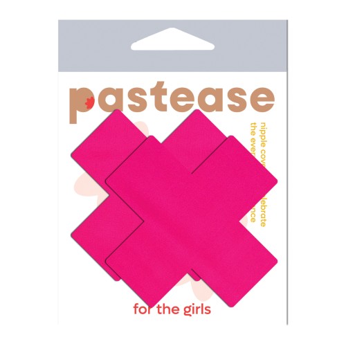 Neon Pink Pastease Cross Nipple Pasties - Light Reactive