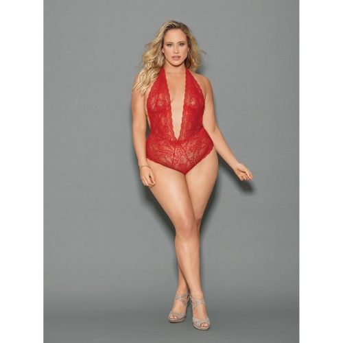 Euphoria Halter Open Crotch & Butt Teddy - Red