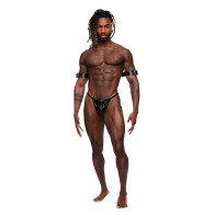 Pisces PU Leather Bicep and Back Harness - Black O/S