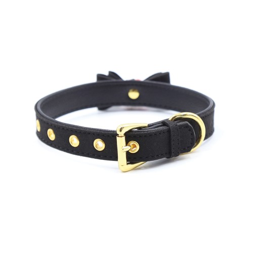 Collar de Gato con Campana y Lazo - Negro