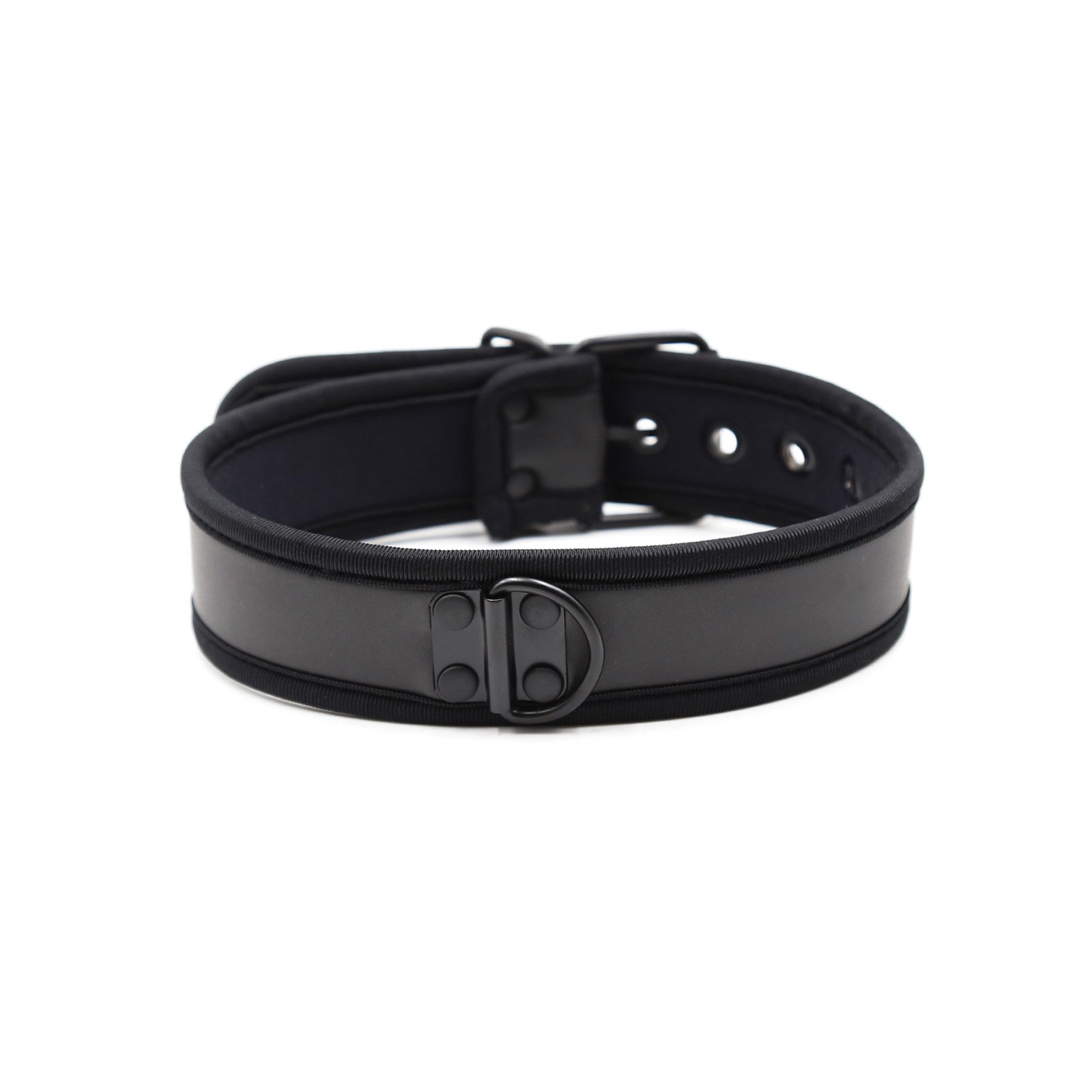 Collar de Neopreno Negro Plesur para Perro con Anillo en D