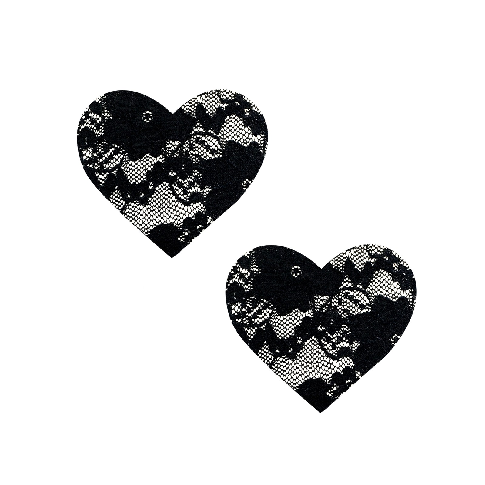 Neva Nude Lace Heart Pasties Black