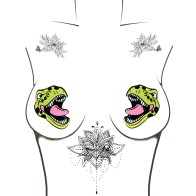 Neva Nude Black Light Dinosaur Pasties Green O/S