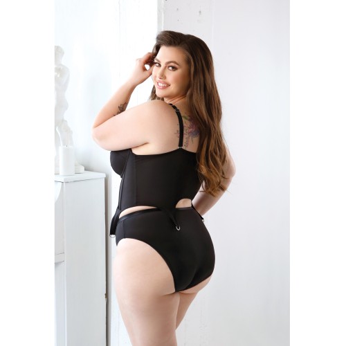 Curve Sloan Cropped Bustier Top and Panty Set Black