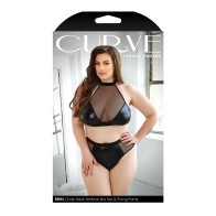 Curve Rebel Wetlook Halter Top & Panty Set - Black 3X/4X