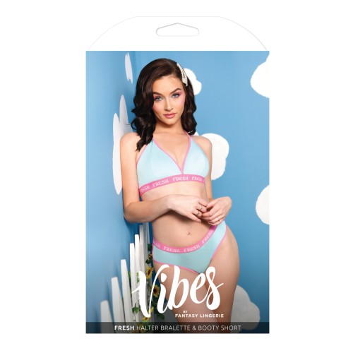 Vibes Fresh Halter Bralette & Booty Short - Light Blue