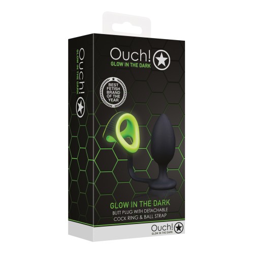 Shots Ouch Glow in the Dark Butt Plug Cock Ring Ball Strap