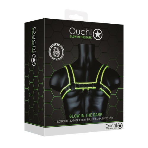 Shots Ouch Glow in the Dark Bulldog Chest Harness - S/M