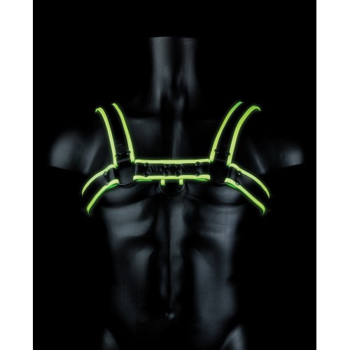 Shots Ouch Glow in the Dark Bulldog Chest Harness - S/M