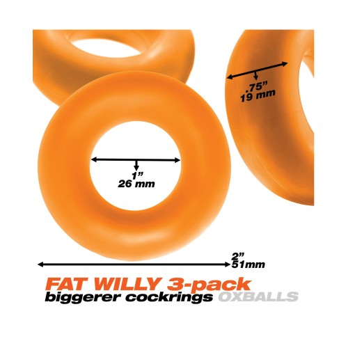 Pack de Anillos de Pene Jumbo Oxballs Fat Willy Naranja