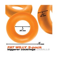 Oxballs Fat Willy Jumbo Cock Rings Pack Orange