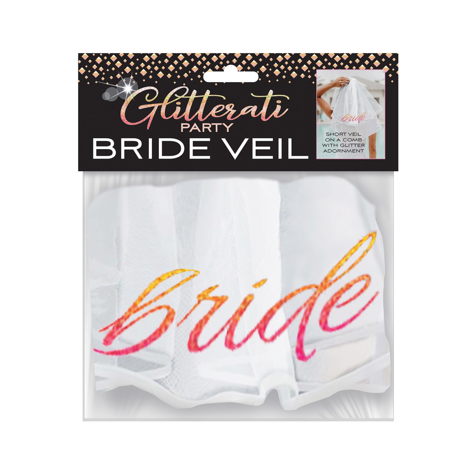 Glitterati Bride Veil - Rose Gold/White