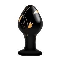 Secret Kisses Handblown Glass Plug Black Gold