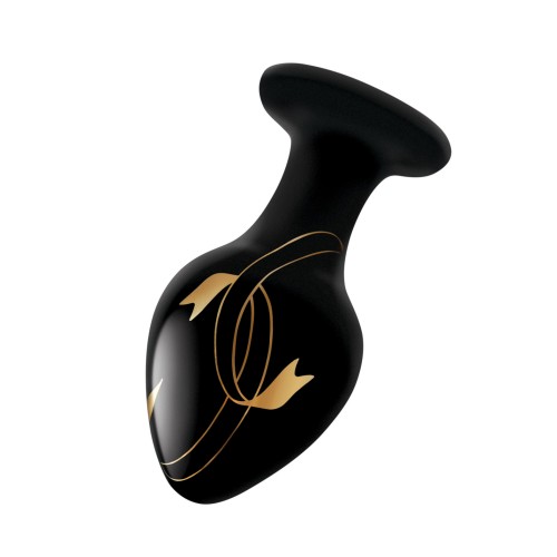 Secret Kisses Handblown Glass Plug Black Gold