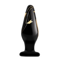 Plug de Vidrio Handblown de 4.5 pulgadas Secret Kisses - Negro/Dorado