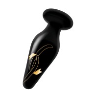 Secret Kisses 4.5 inch Handblown Glass Plug - Black/Gold