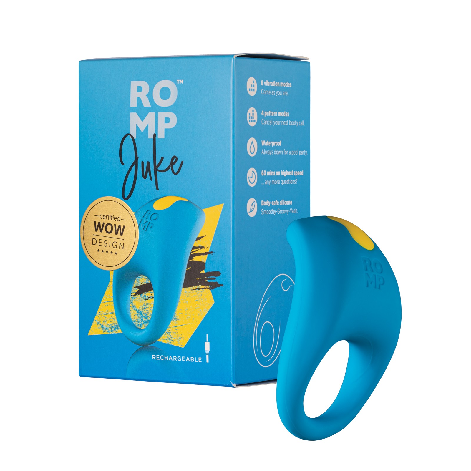 ROMP Juke Vibrating Cockring Blue - Enhance Your Pleasure