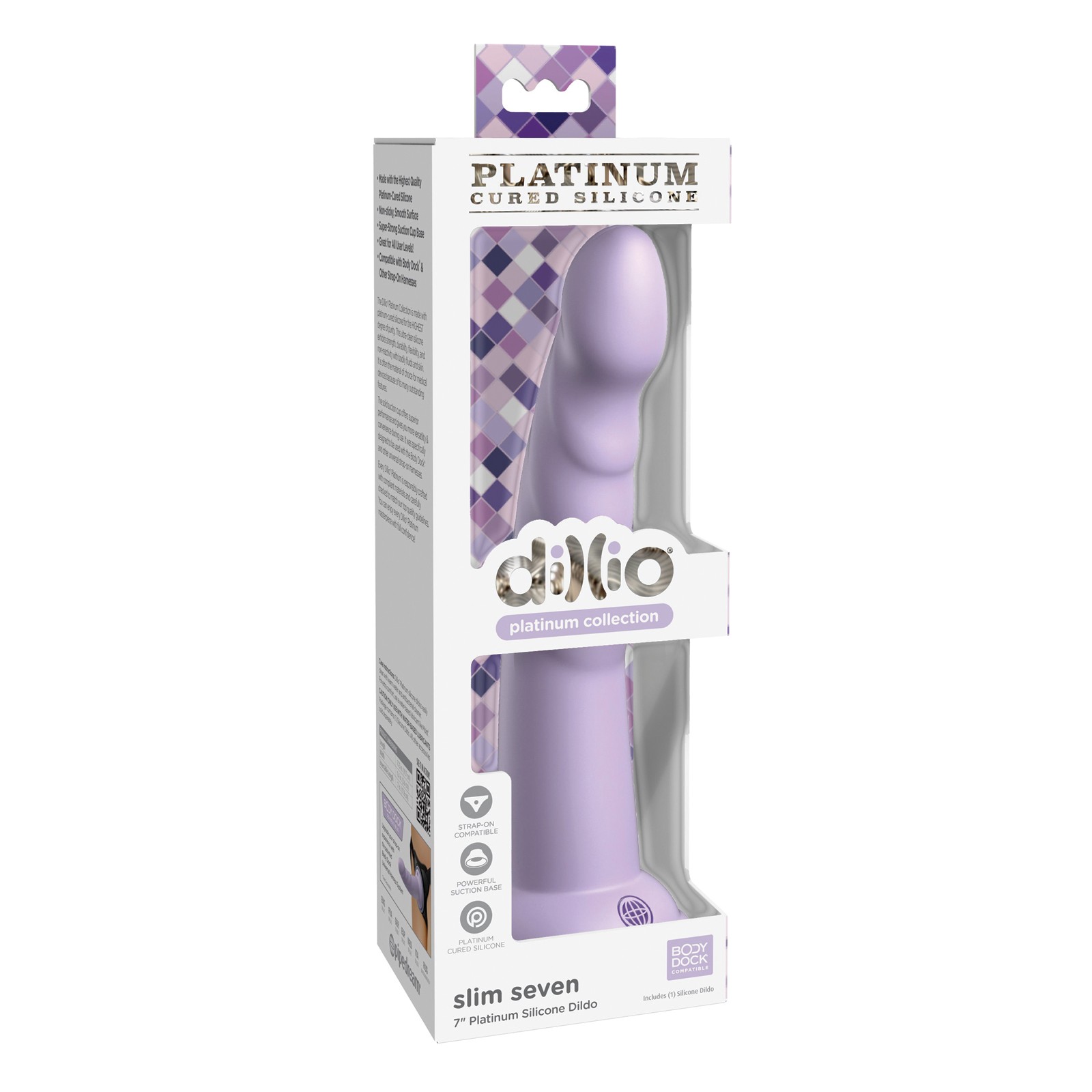 Dildo Slim Siete de 7 Pulgadas de Silicona Dillio Platinum Morado