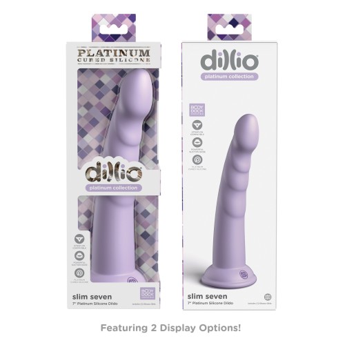 Dildo Slim Siete de 7 Pulgadas de Silicona Dillio Platinum Morado