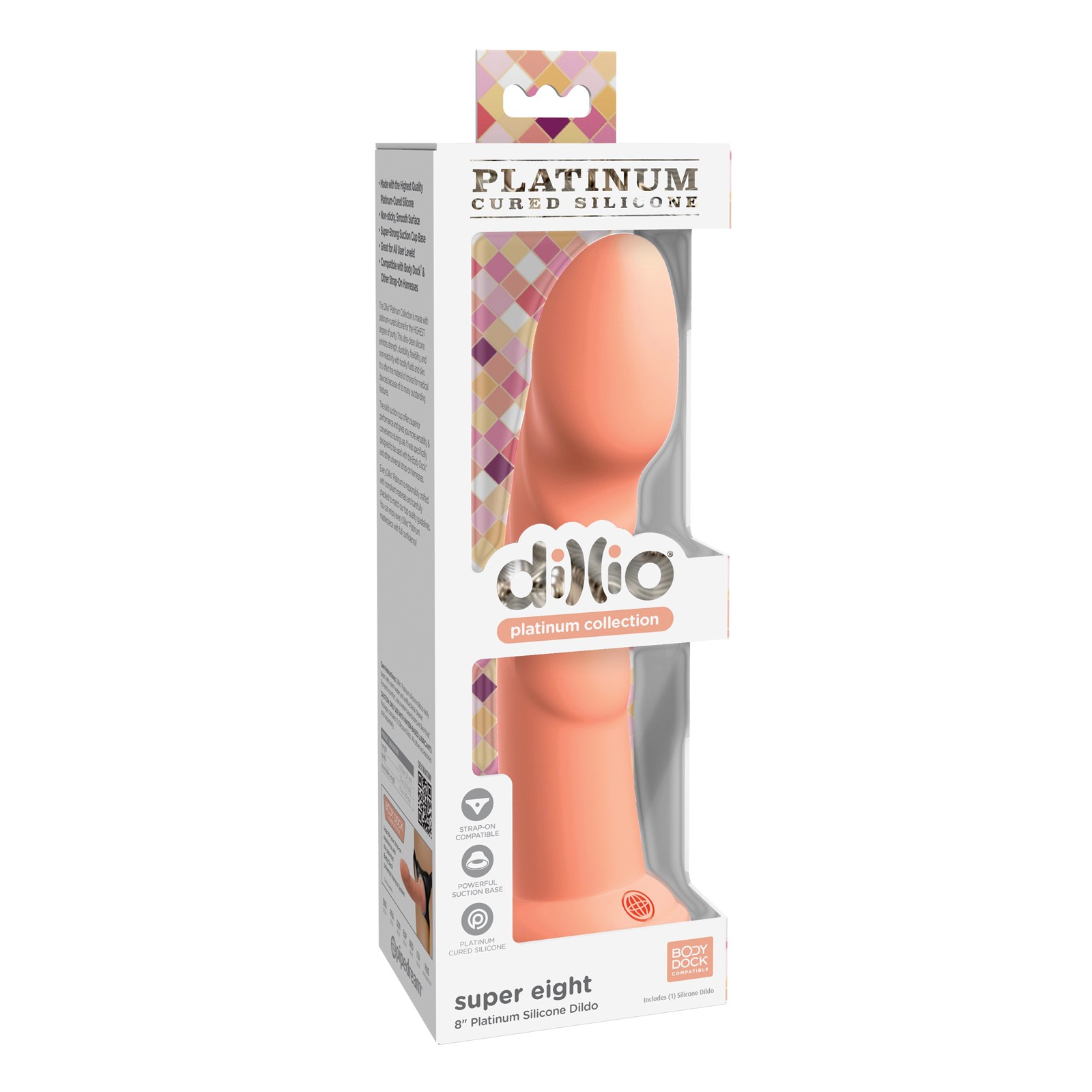 Dillio Platinum Super Eight Silicone Dildo Peach