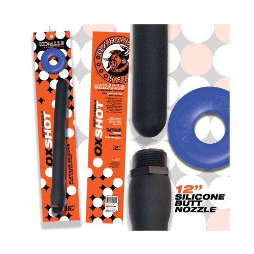 Oxballs Oxshot 12" Silicone Butt Nozzle Black Blue