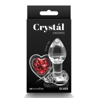 Crystal Desires Glass Heart Butt Plug Small Red