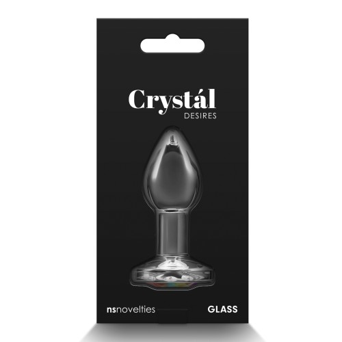 Plug Anal de Cristal con Gemas Redondas Pequeño - Arcoíris