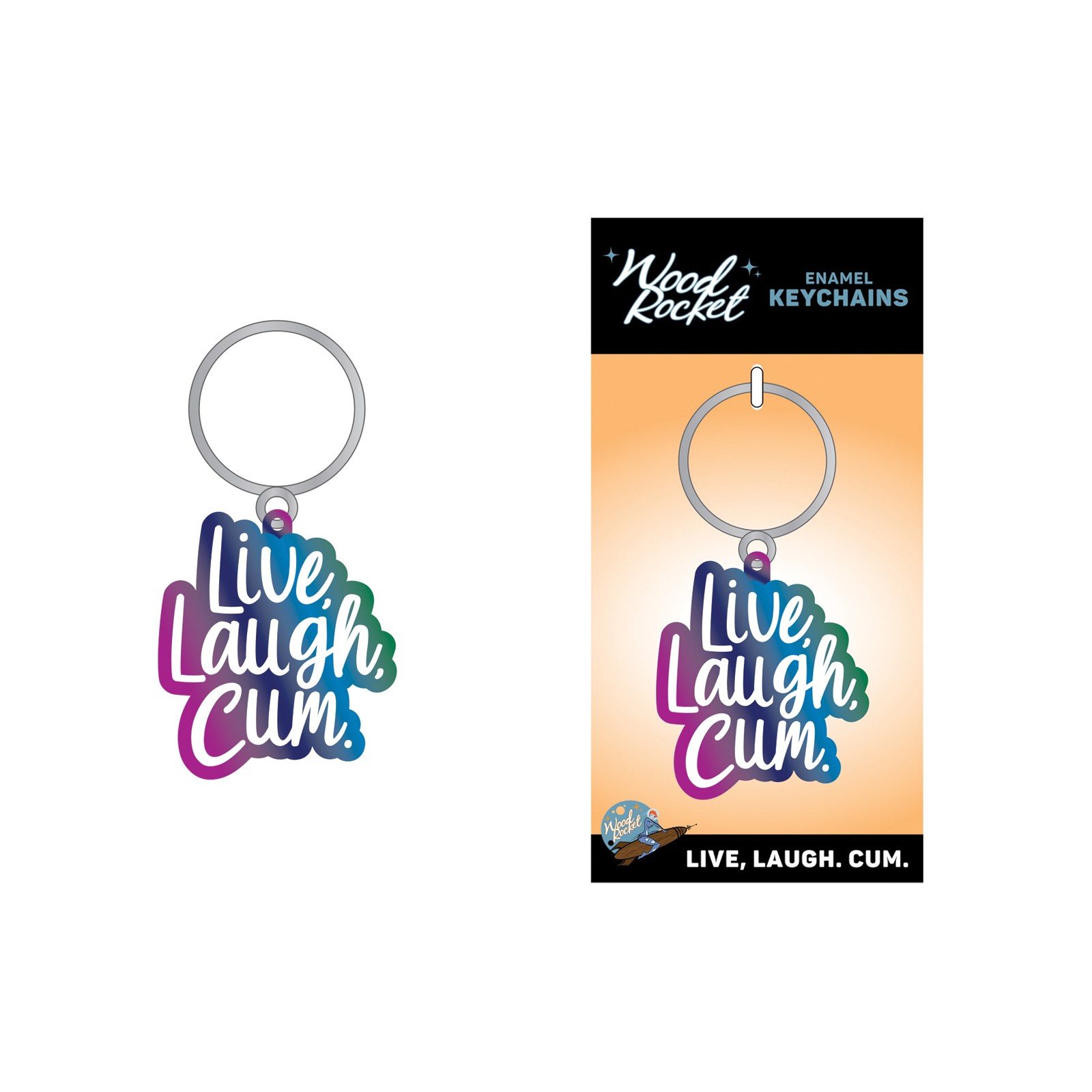 Wood Rocket Live Laugh Cum Keychain Multi Color