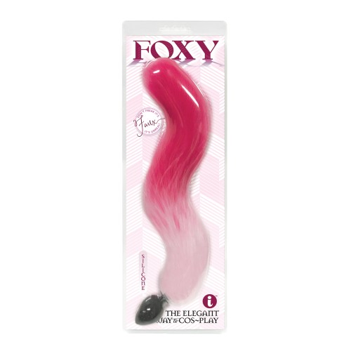 Foxy Fox Tail Silicone Butt Plug - Pink Gradient