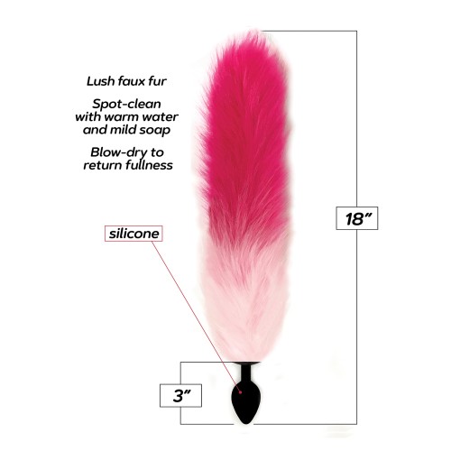 Foxy Fox Tail Silicone Butt Plug - Pink Gradient