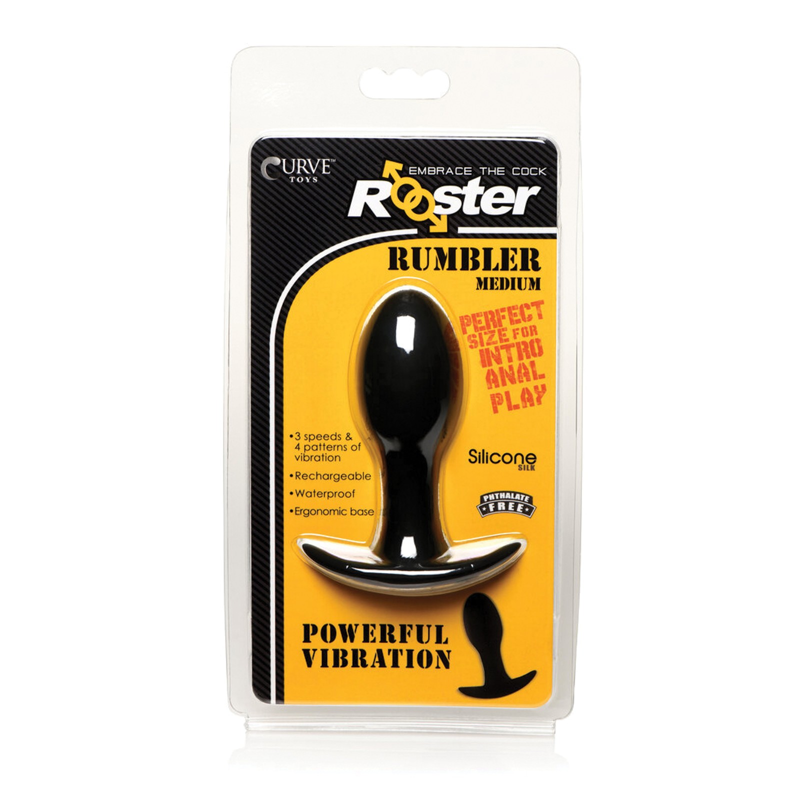 Curve Toys Rooster Rumbler Vibrating Anal Plug Medium Black