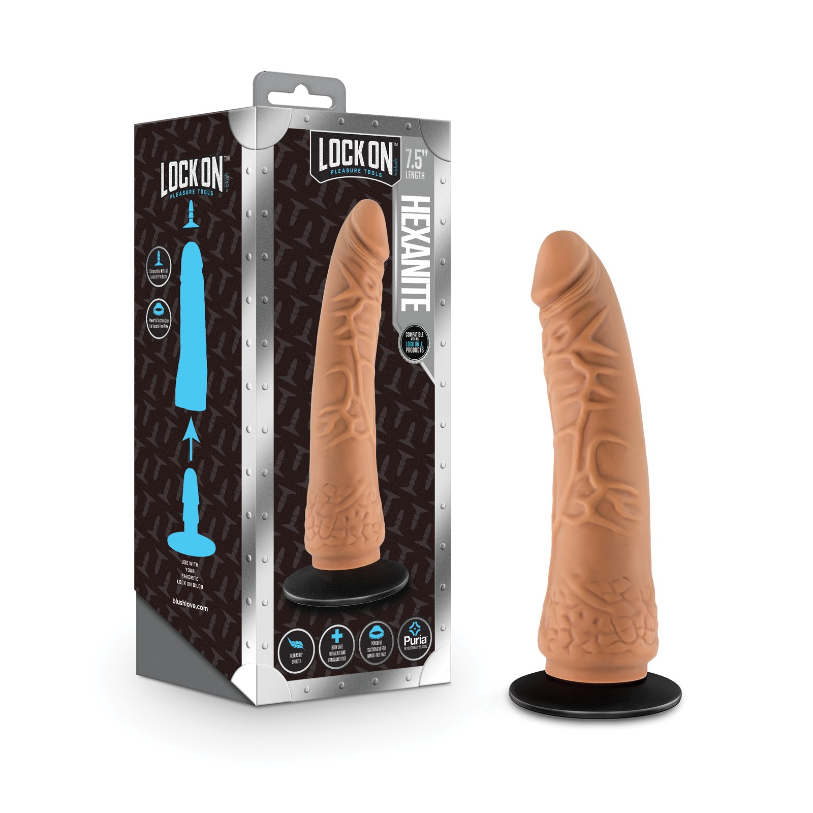 Blush Lock On Hexanite Dildo with Suction Cup