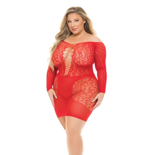 Red Pink Lipstick Animal Inside Chemise - Queen Size