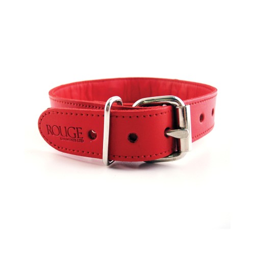 Rouge Leather O Ring Studded Collar for Bondage Play